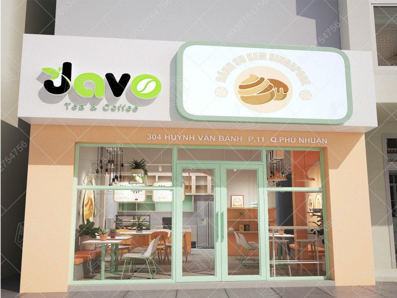 Hình ảnh thiết kế quán trà sữa Javo tại Phú nhuận, tp Hồ Chí Minh.