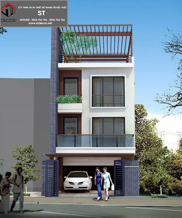 thiết kế nhà 5x15m có Gara