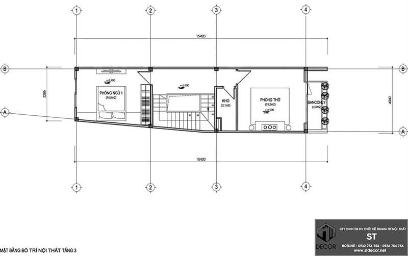 mẫu thiết kế nhà 3 tầng 3x10m