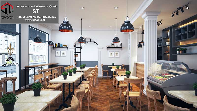thiết kế quán cafe phong cách châu âu