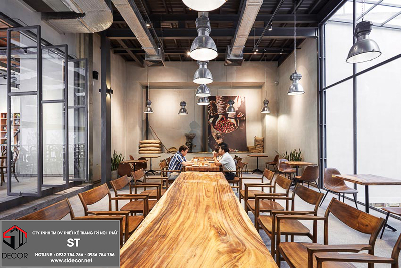 thiết kế quán cafe bằng gỗ