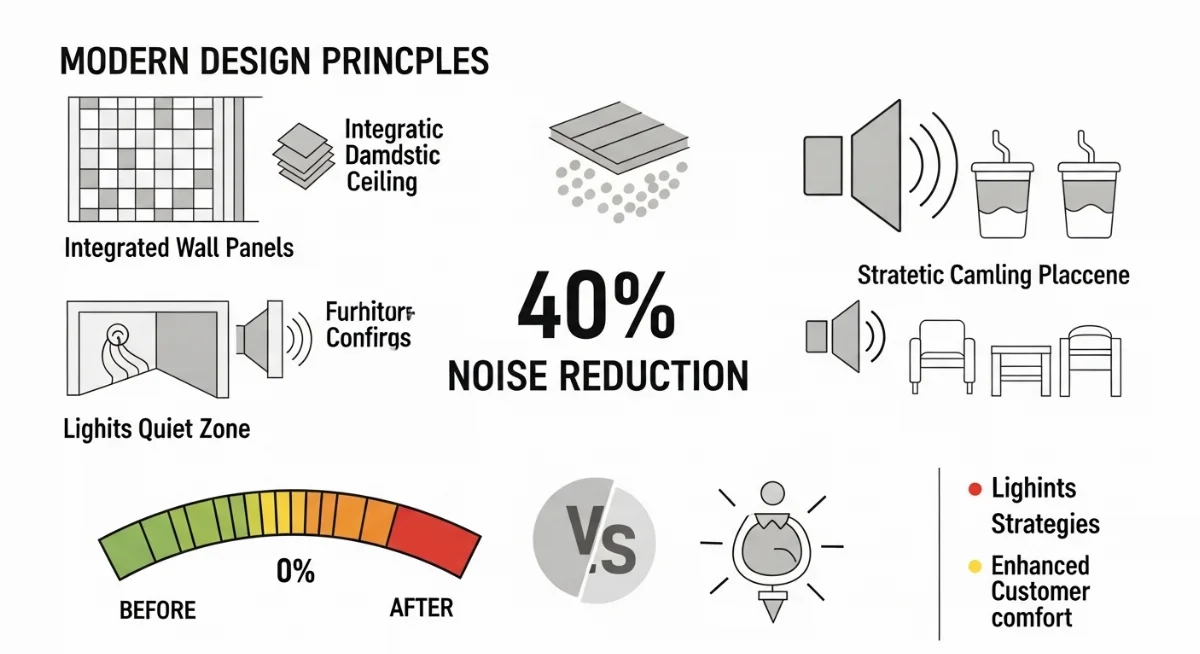 Đội ngũ kỹ thuật viên đang hoàn thiện lắp đặt tấm cách âm tại quán trà sữa