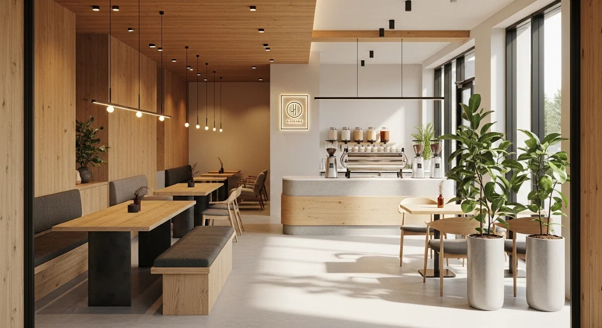 Báo giá thiết kế quán cà phê hiện đại 100m2 với không gian mở thoáng đãng