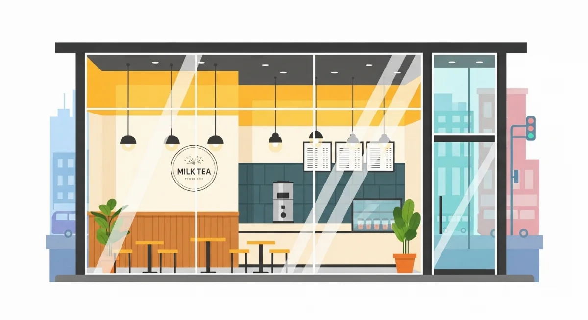 Cấu tạo cửa kính cường lực cách âm 2 lớp chống ồn cho quán trà sữa