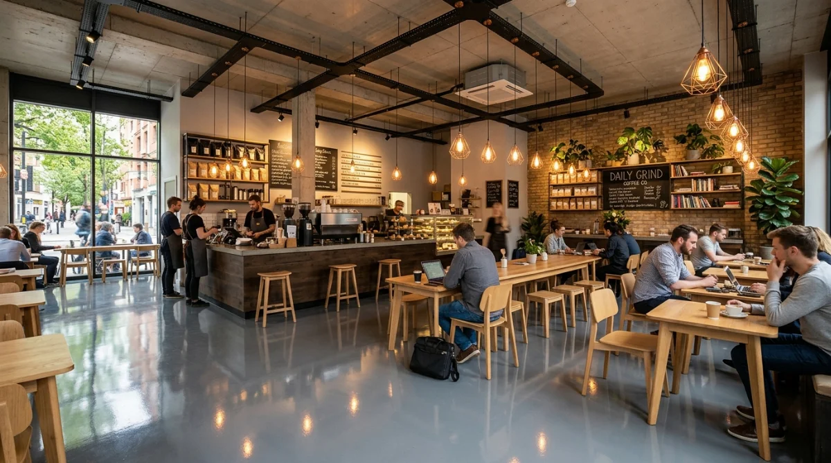 sàn epoxy quán cà phê - hình minh họa 1