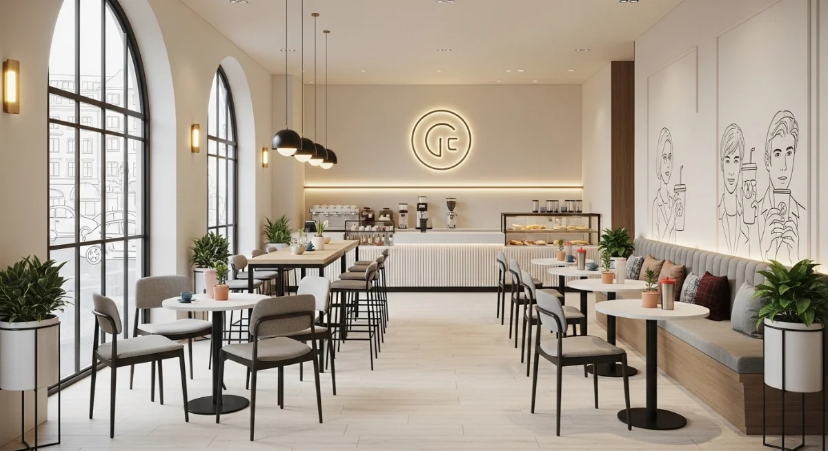 Thiết kế quán cà phê sân vườn với thác nước nhỏ và nhiều cây xanh