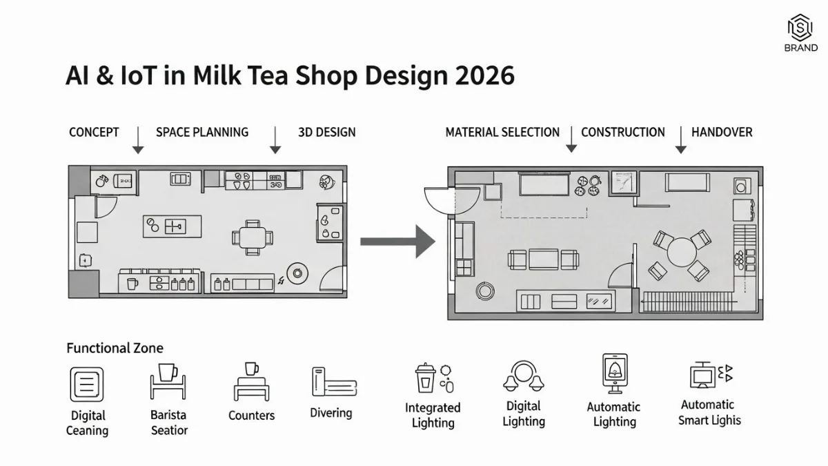 Quán trà sữa ứng dụng công nghệ hiện đại, tự động hóa cao