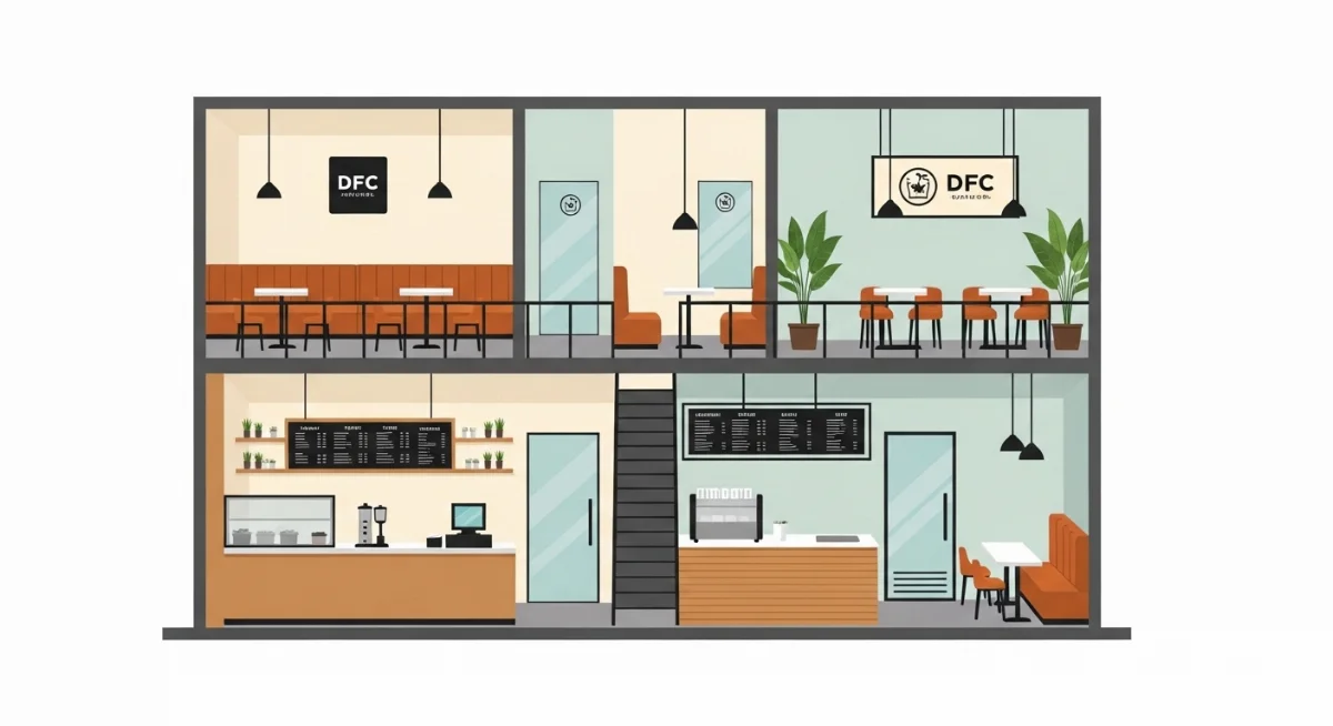 Mẫu quán trà sữa 2 tầng đẹp với thiết kế nội thất hiện đại và ấm cúng