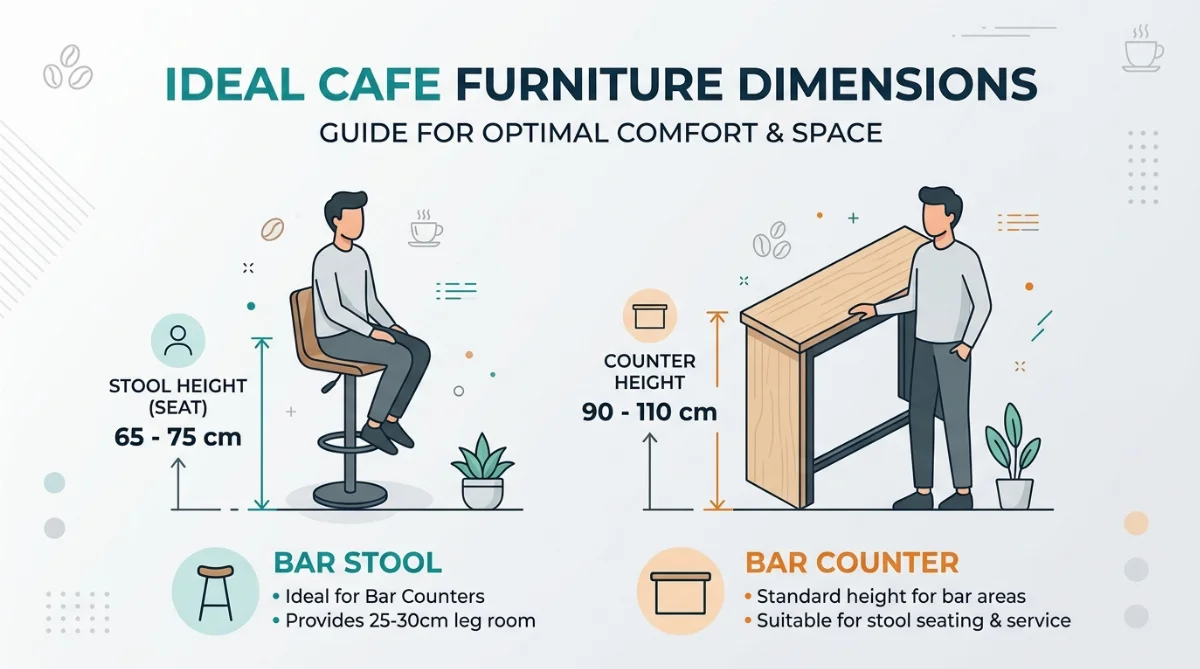 chiều cao ghế bar quán cà phê - hình minh họa 4