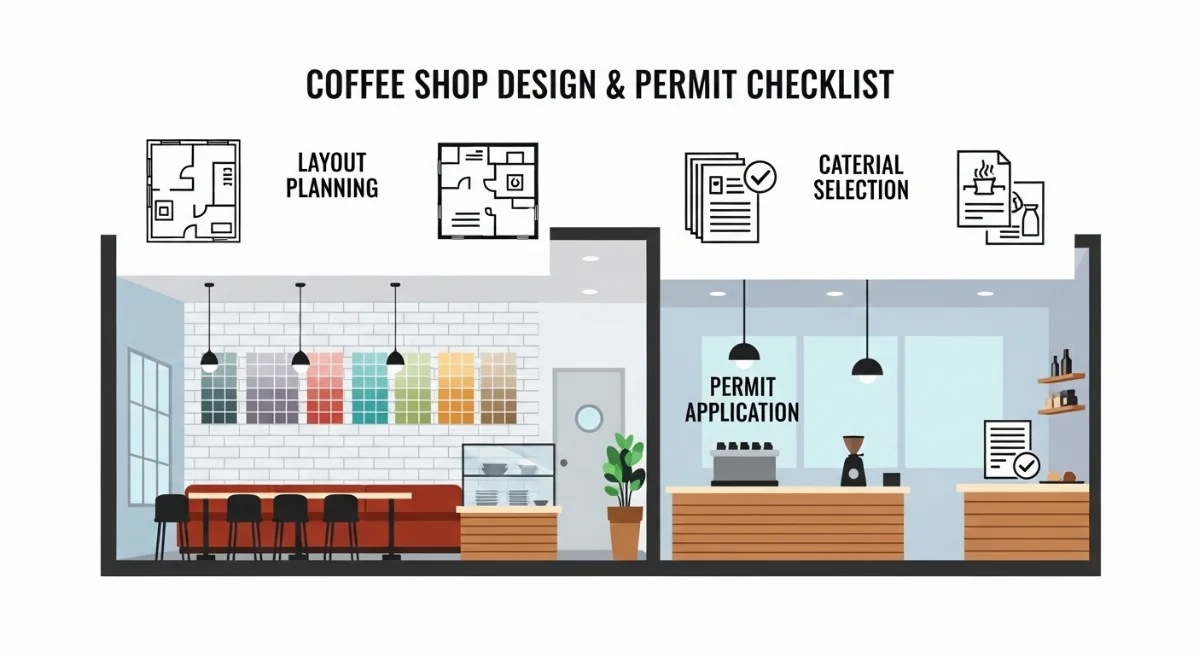 Một quán cà phê đông khách với thiết kế nội thất ấm cúng và hiện đại