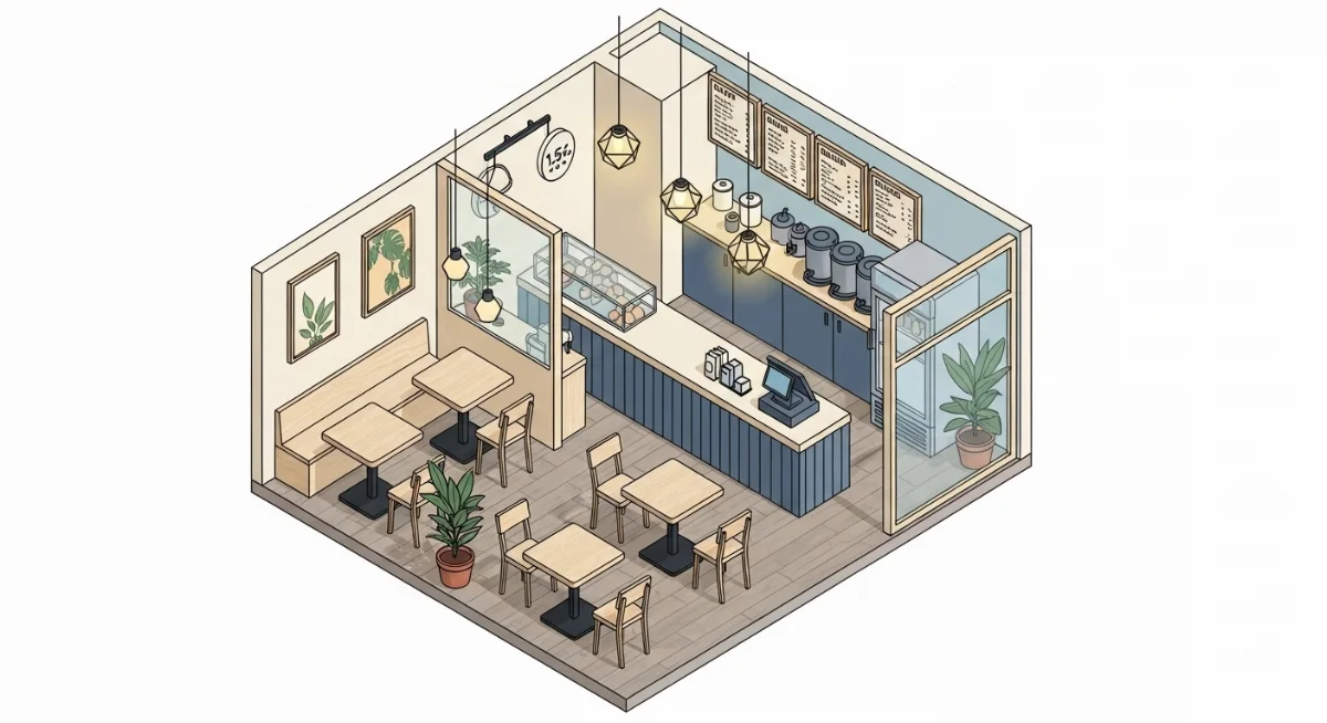 Bố trí nội thất quán ăn nhỏ thông minh giúp mở rộng không gian