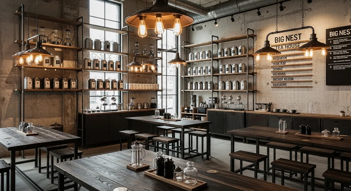 Mặt tiền Big Nest Tea House thiết kế industrial vững chãi
