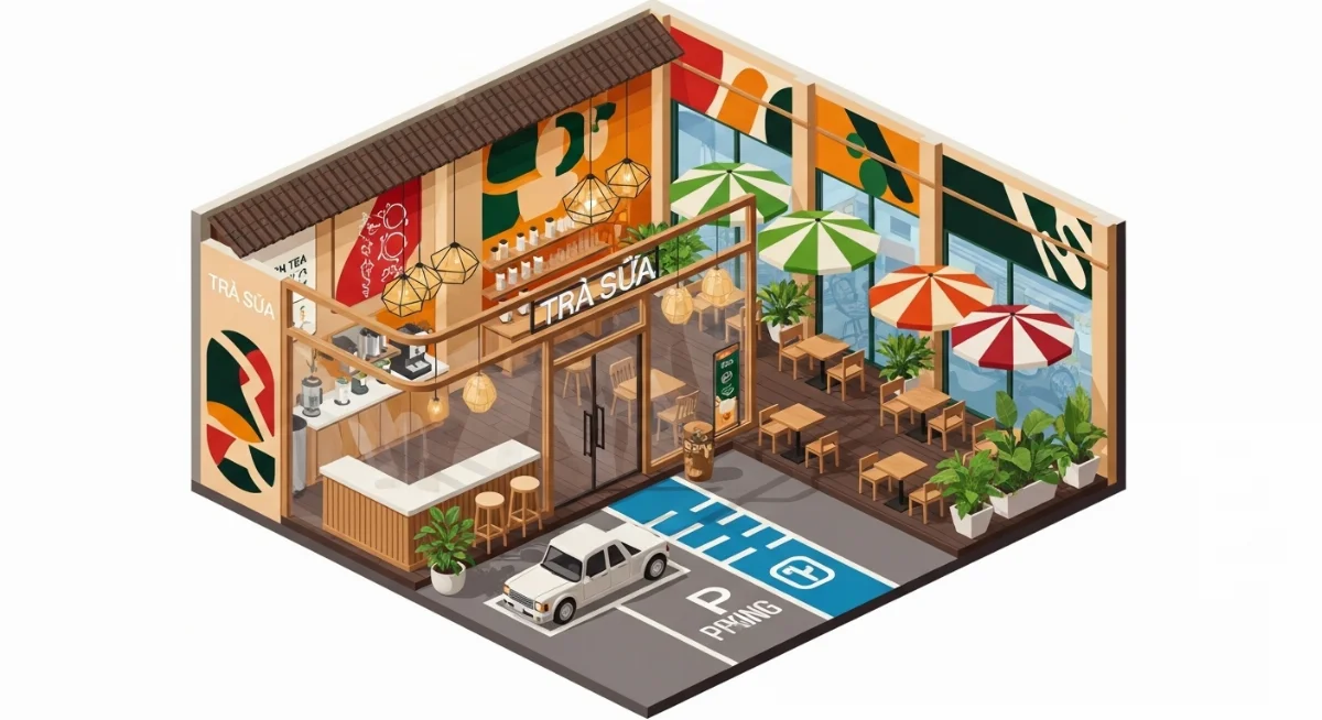 Hệ thống quản lý bãi đậu xe thông minh cho quán trà sữa
