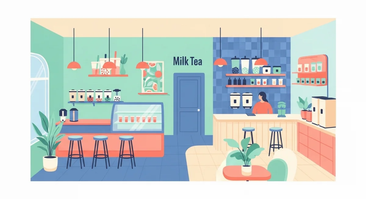 Không gian quán trà sữa tối ưu cho từng khu vực, phù hợp với văn hóa địa phương