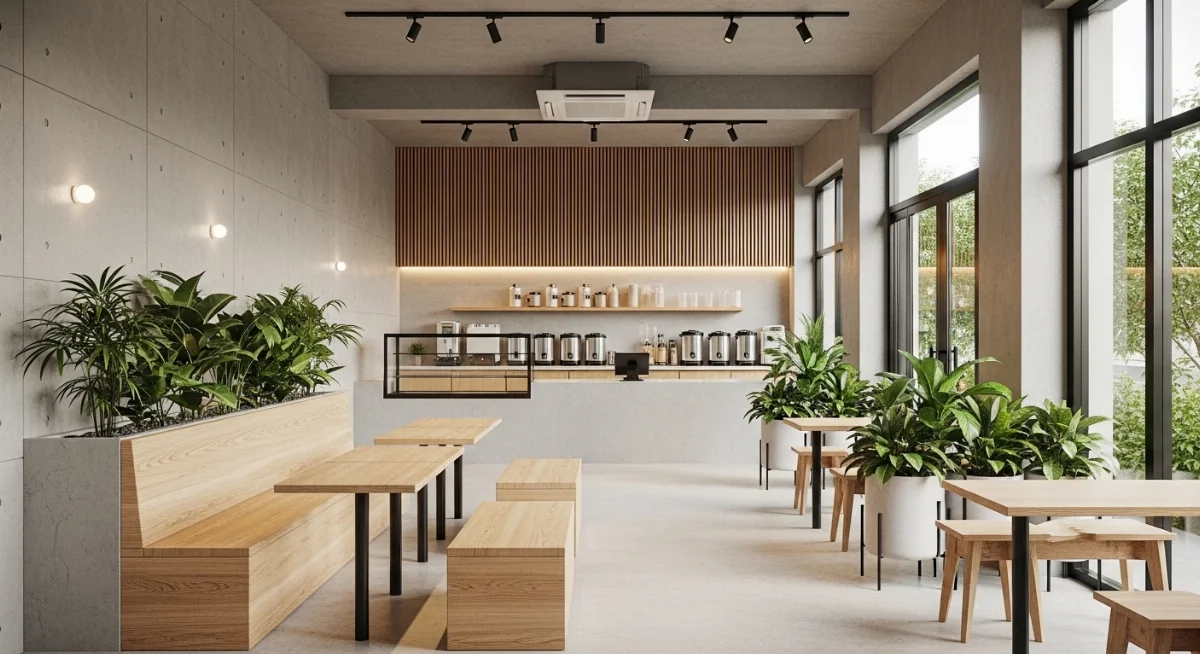 Thiết kế quán trà sữa hiện đại và độc đáo, thu hút khách hàng tại đô thị lớn