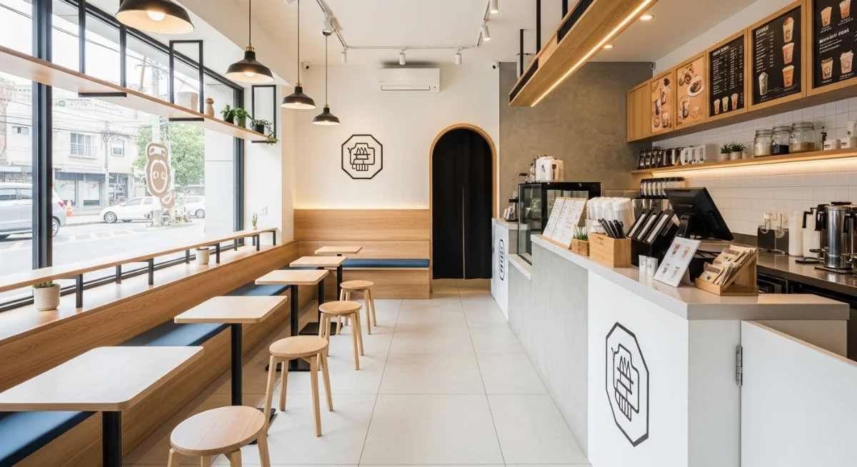 Bố trí quầy pha chế hiệu quả trong thiết kế quán trà sữa 20m2