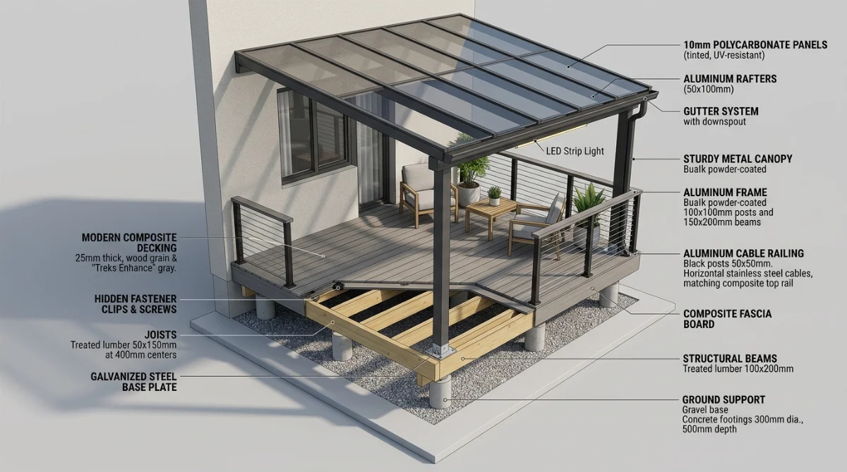 chi phí mái che sàn ngoài trời cafe sân vườn - hình minh họa 2