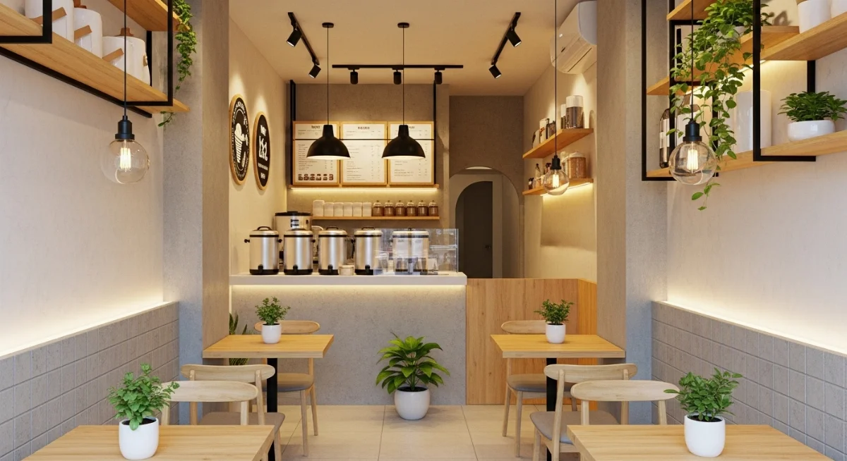 Thiết kế lối thoát hiểm quán trà sữa Gò Vấp dưới 30m2 đạt chuẩn