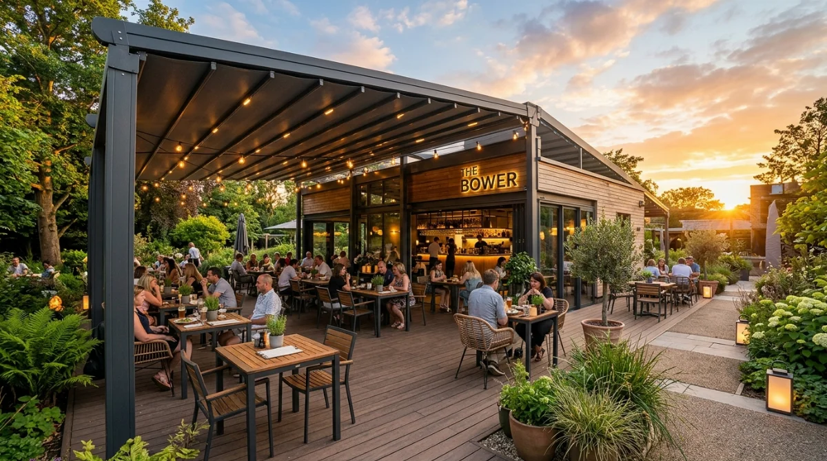 chi phí mái che sàn ngoài trời cafe sân vườn - hình minh họa 1