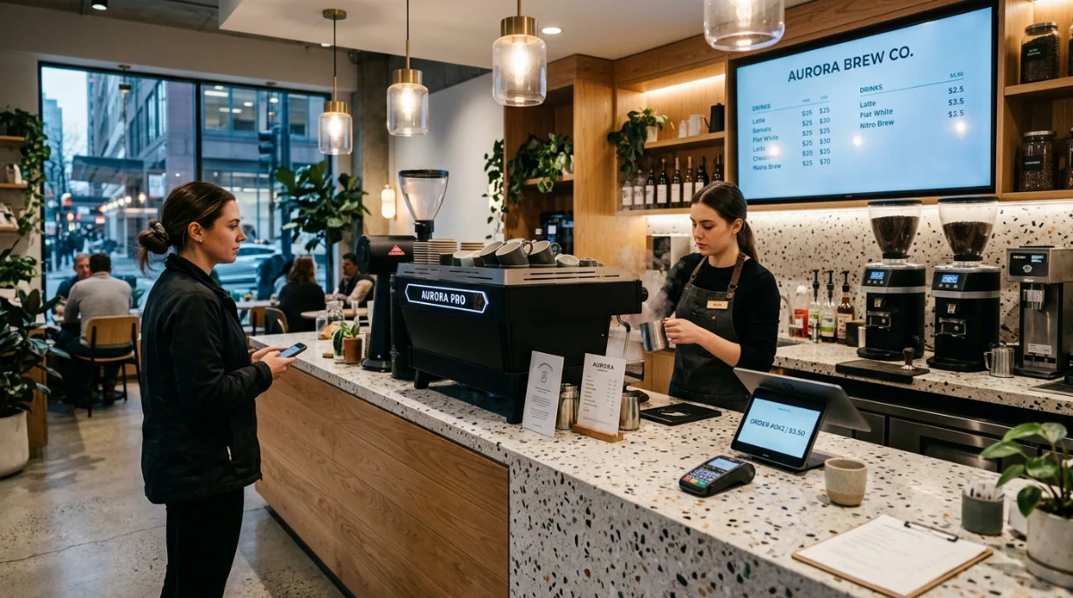quầy bar quán cà phê hiện đại - hình minh họa 1
