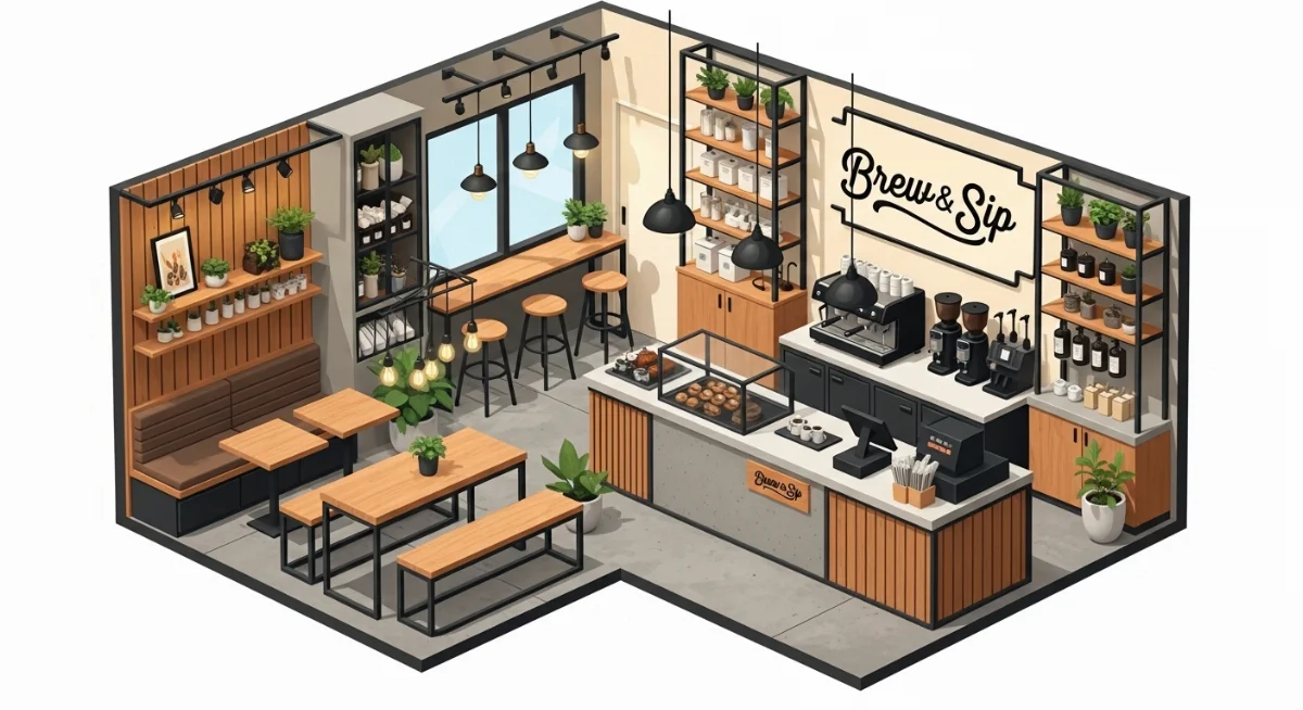 Không gian quán cà phê nhỏ có gác lửng sáng tạo, tận dụng chiều cao