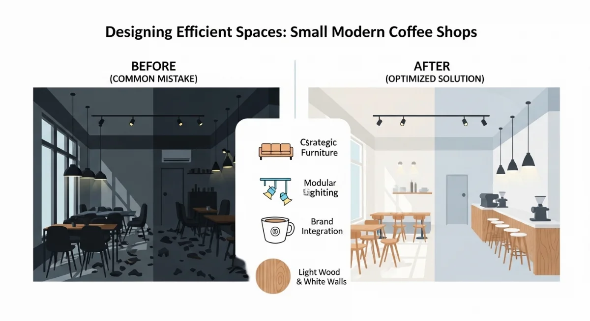 Thiết kế điểm nhấn độc đáo và trang trí hiện đại, thu hút khách hàng cho quán