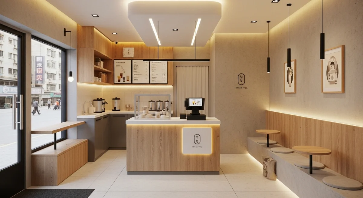 Chủ quán trà sữa nhỏ đang kiểm tra thiết bị PCCC cơ bản