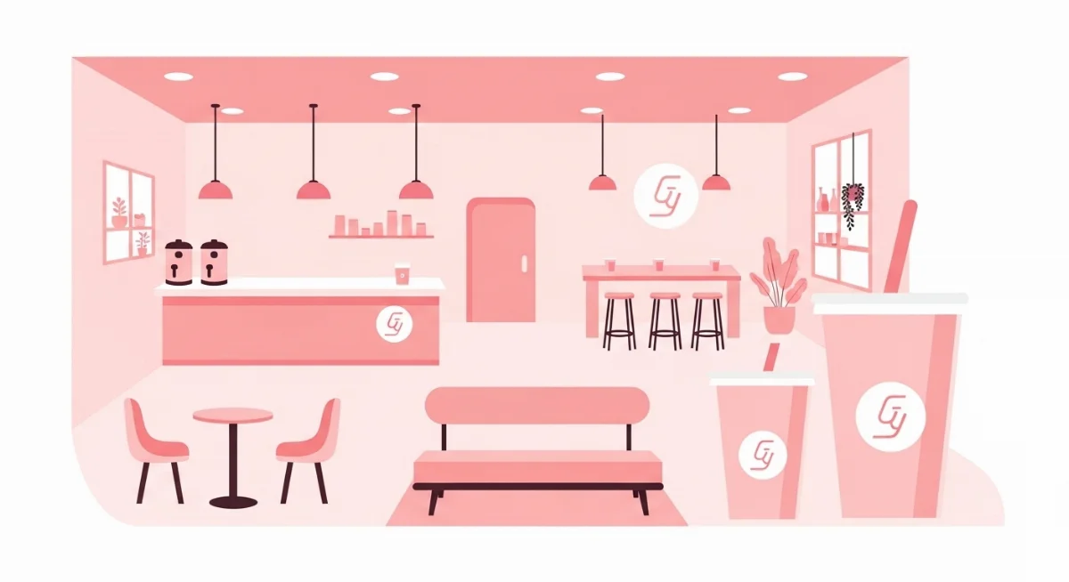 Mã Pantone hồng pastel thời thượng cho thiết kế quán trà sữa Gen Z