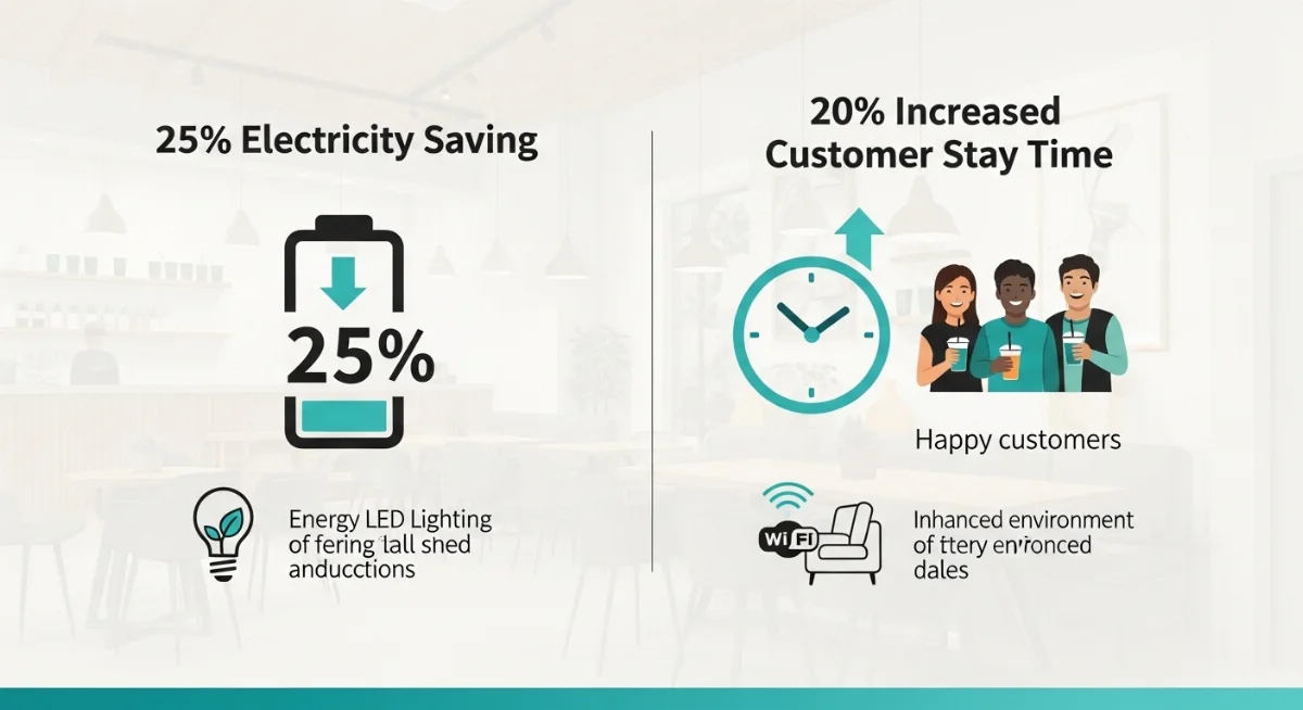 Thiết kế nội thất quán trà sữa với các loại đèn LED thông minh đa dạng