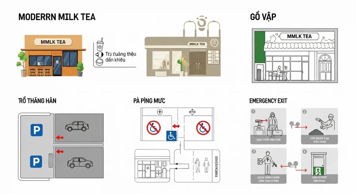 Thiết kế nội thất quán trà sữa Gò Vấp đẹp mắt, tối ưu không gian và chi phí đầu tư hiệu quả