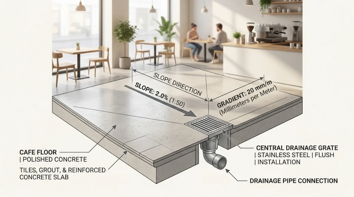 độ dốc thoát nước sàn quán cà phê - hình minh họa 2