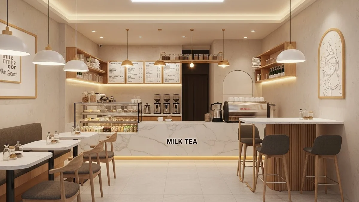 Thiết kế quán cafe 25m2 hiện đại thu hút khách