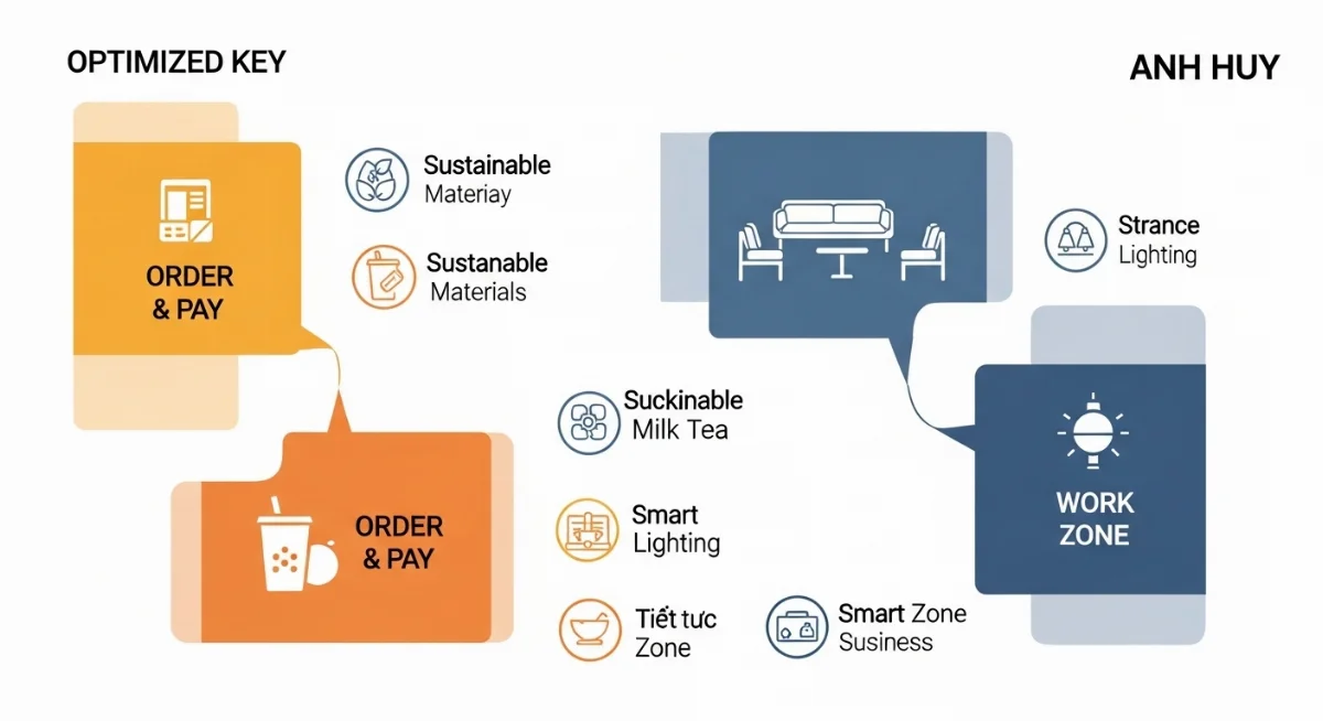 Khách hàng hài lòng tại quán trà sữa Anh Huy Nhơn Trạch sau khi trải nghiệm công nghệ AI