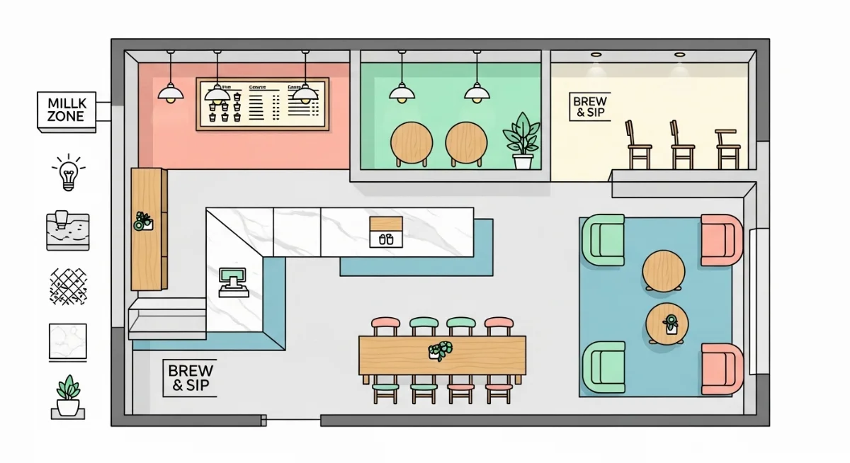 Mẫu thiết kế nội thất quán trà sữa phong cách công nghiệp hiện đại, thu hút giới trẻ