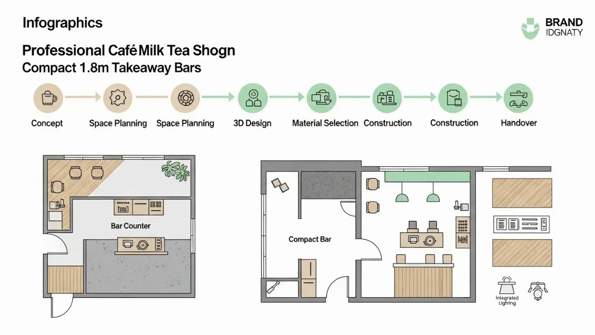 Quầy bar take away di động 1.8m tối ưu không gian