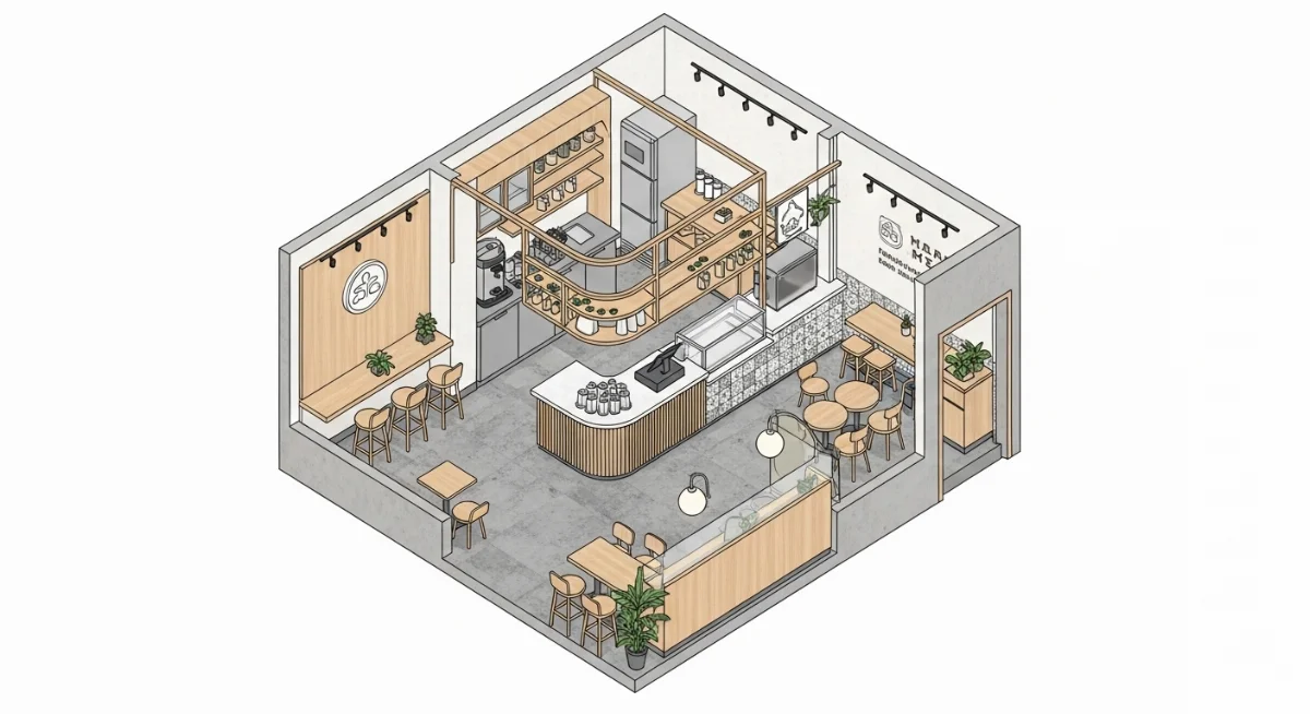 Lắp đặt đèn exit quán trà sữa Gò Vấp và sơ đồ thoát hiểm rõ ràng