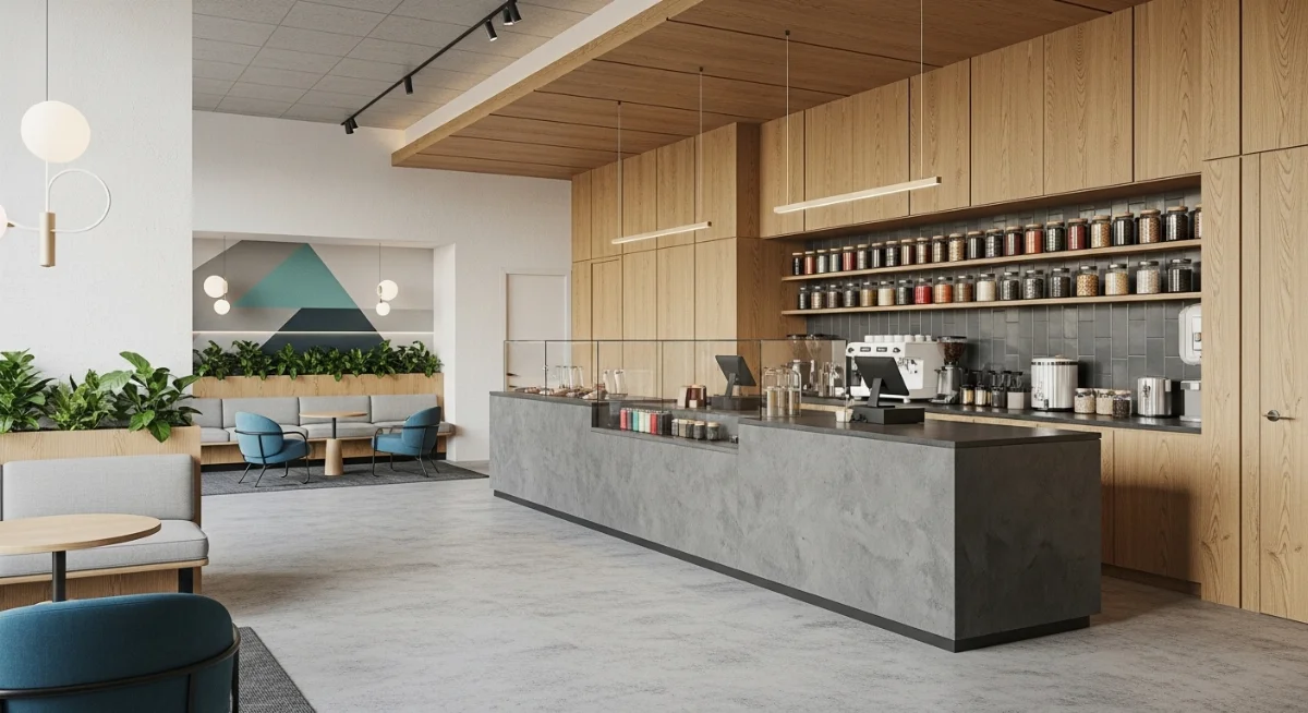 Mẫu thiết kế quán trà sữa Bình Dương hiện đại với giải pháp chống ẩm