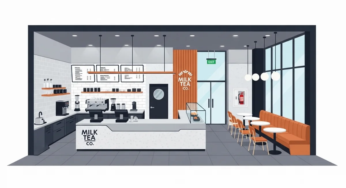 Kỹ sư PCCC kiểm tra vật liệu chống cháy A-Class trong thi công quán trà sữa đạt chuẩn