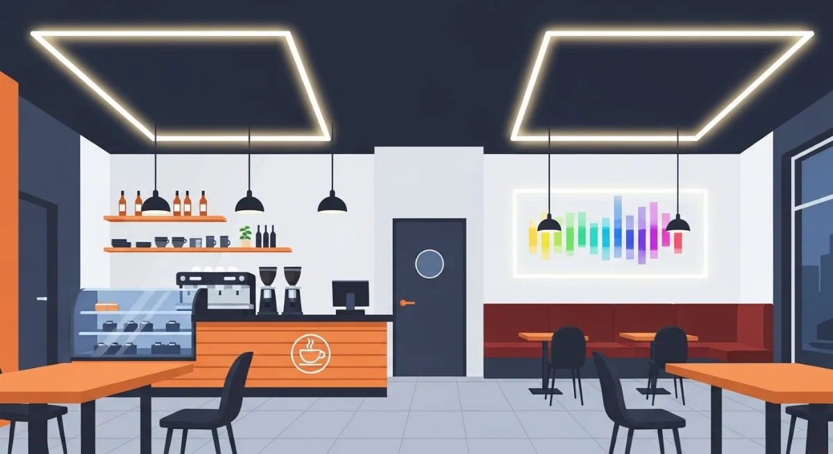 Hệ thống đèn LED chiếu sáng thông minh tạo không gian ấm cúng cho quán cà phê