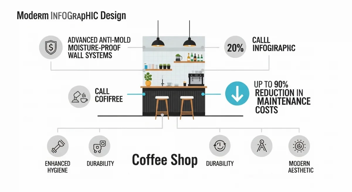 Không gian quán trà sữa hiện đại và khô thoáng nhờ thiết kế chống ẩm mốc hiệu quả tại Bình Dương