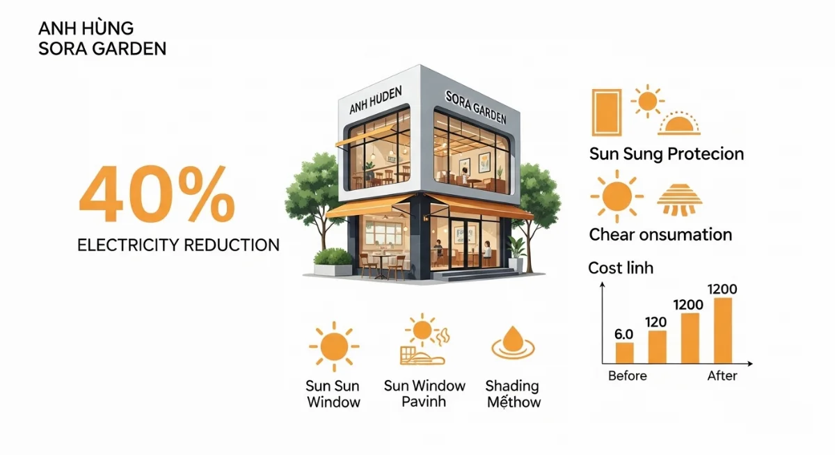 Tổng quan quán trà sữa Sora Garden sau khi cải tạo, không gian sáng bừng và mát mẻ.