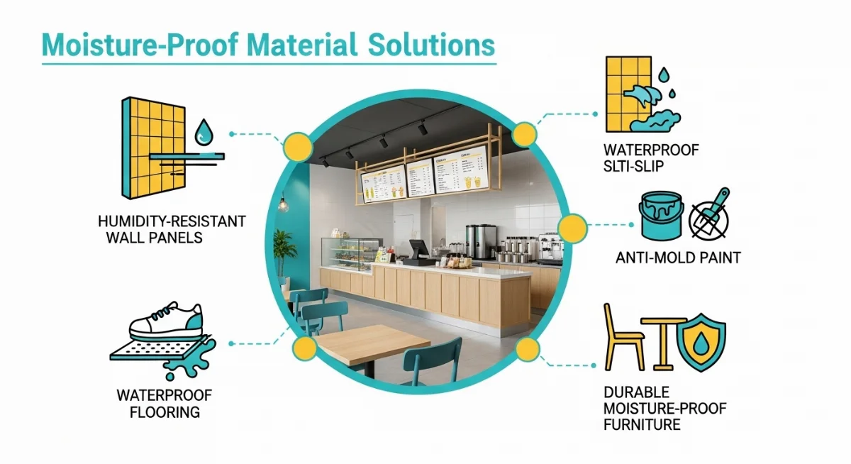 Thi công quán trà sữa Bình Dương với vật liệu kháng ẩm cao cấp