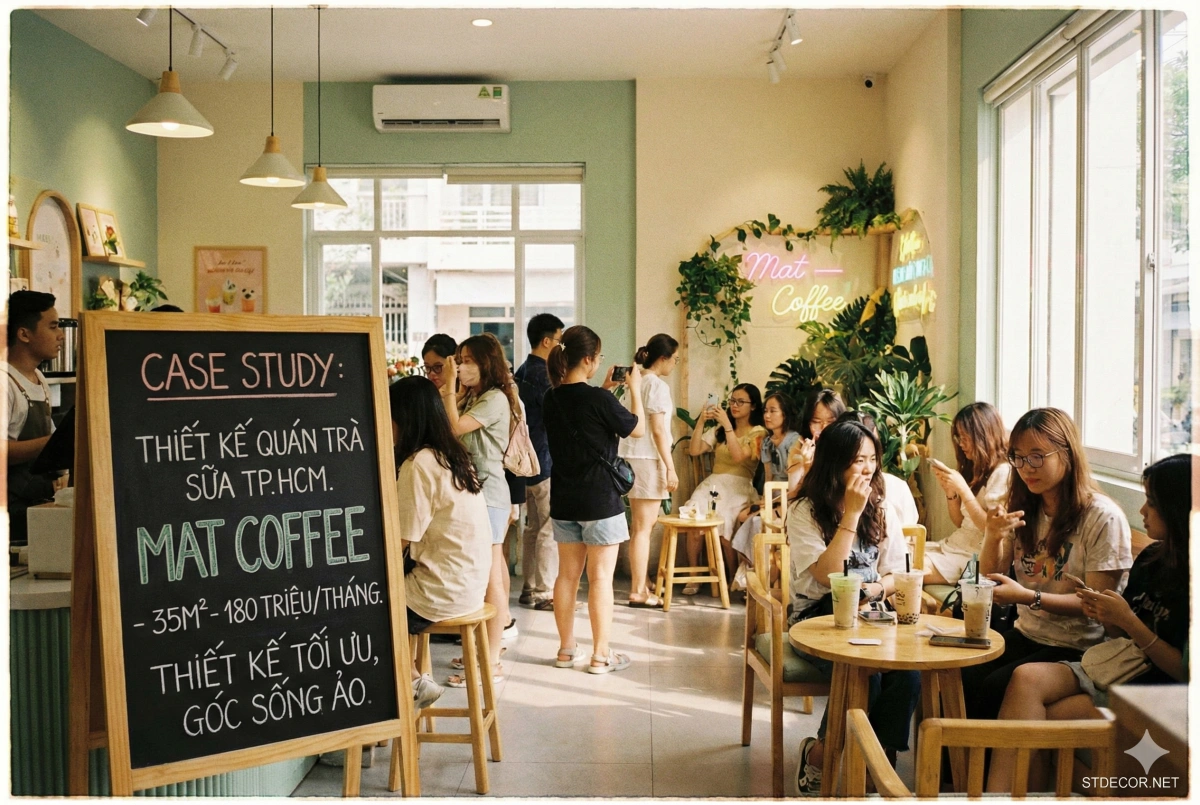Case study thiết kế quán trà sữa tại TP.HCM