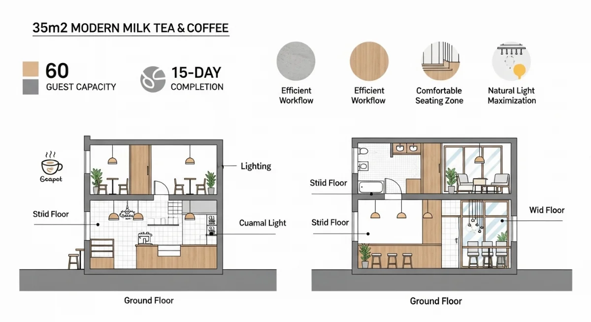 Khách hàng tận hưởng không gian hiện đại tại quán trà sữa 2 tầng Sora Garden