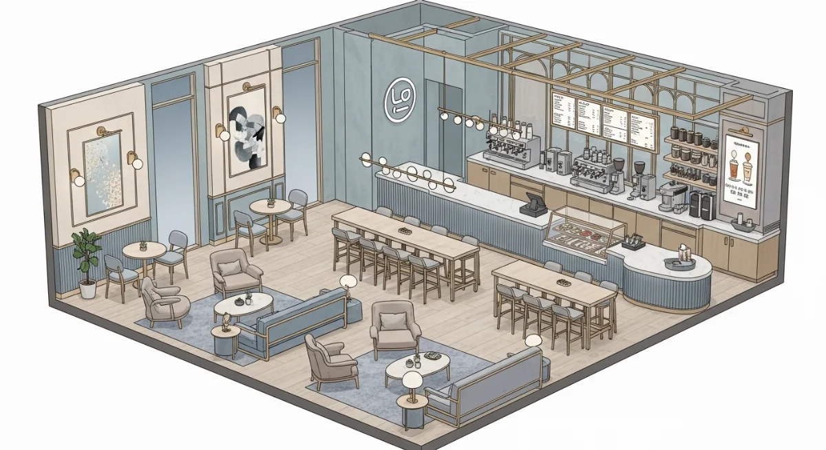 Tông màu hot quán trà sữa 2026 phong cách retro ấm cúng thu hút