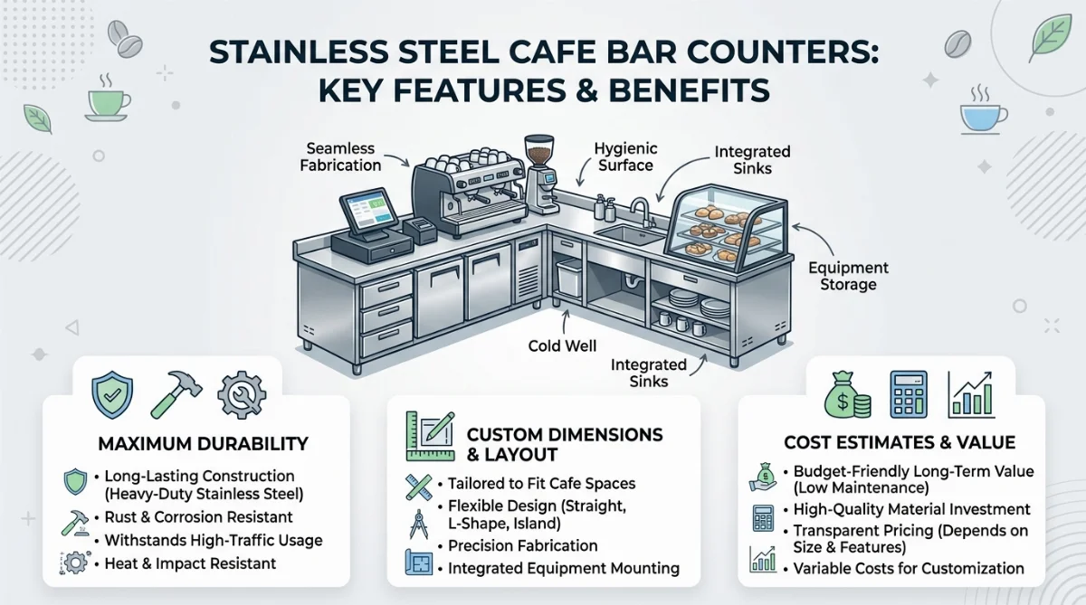 giá quầy bar inox quán cà phê - hình minh họa 4