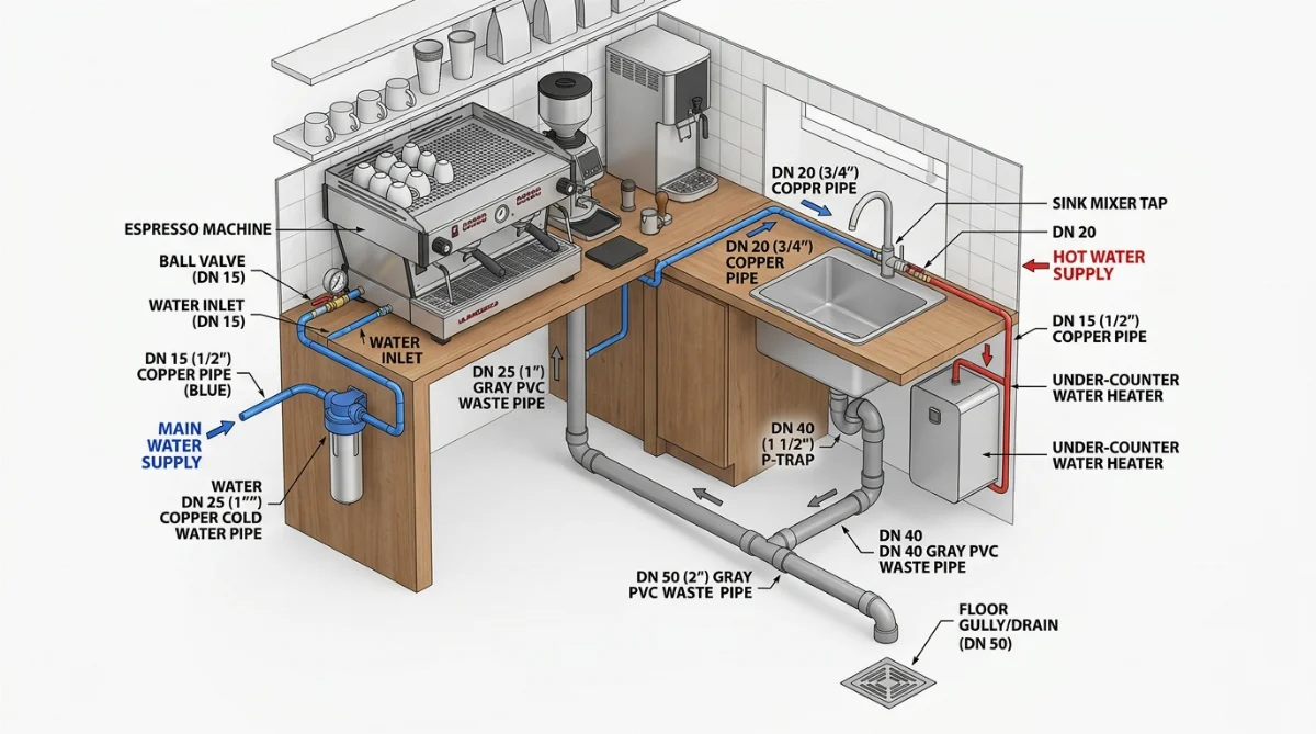 ống nước quầy bar quán cà phê - hình minh họa 2