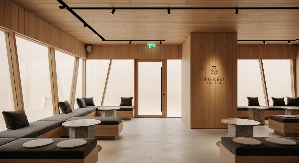 Không gian quán trà sữa Big Nest Tea House Bến Cát hiện đại đẹp mắt