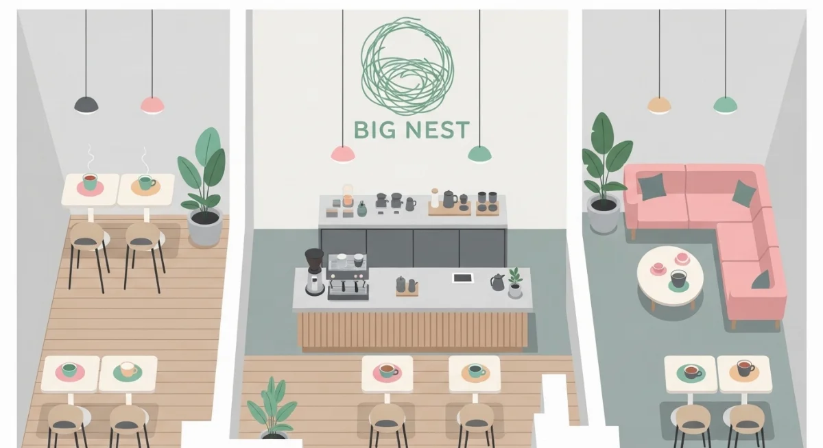 Chi tiết thiết kế nội thất quầy bar quán trà sữa Big Nest tối ưu công năng