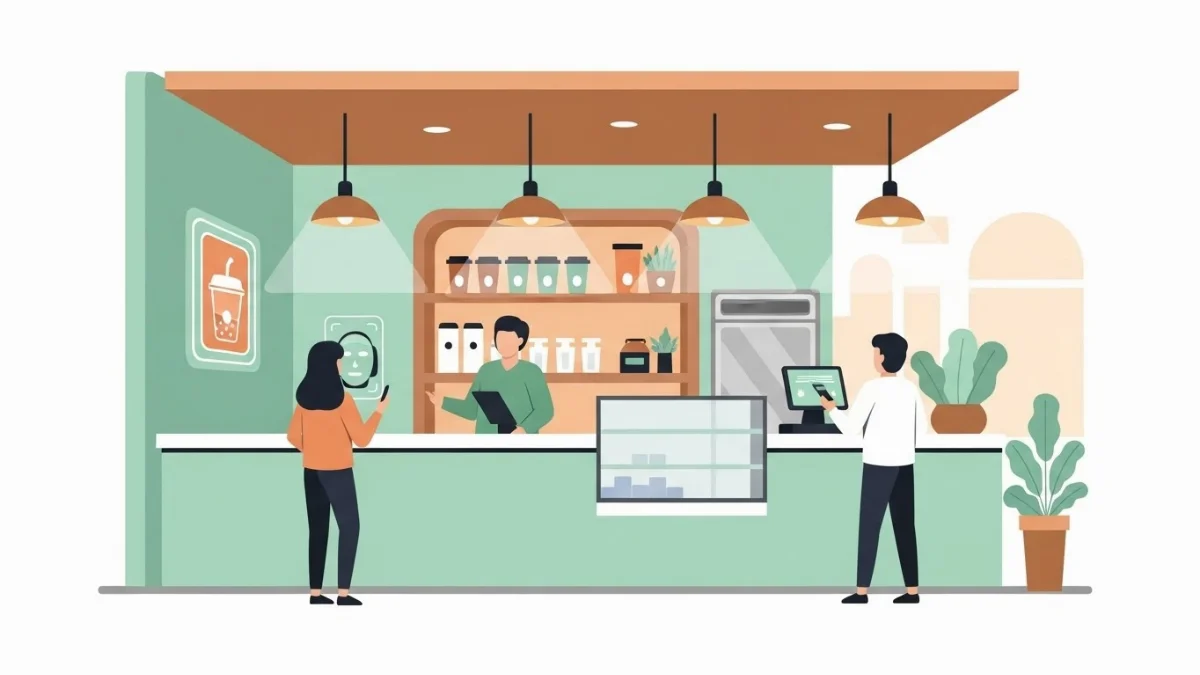 Hệ thống đèn tự động thông minh trong quán trà sữa hiện đại